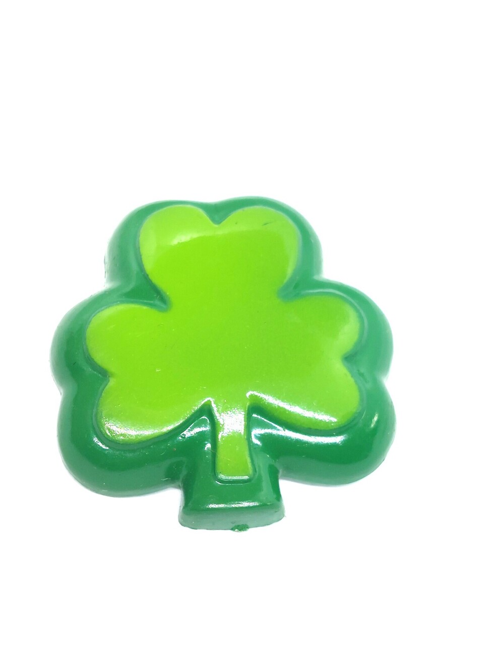Vintage Shamrock Pin St Patricks Day Irish Green Clover Lucky Plastic Lapel